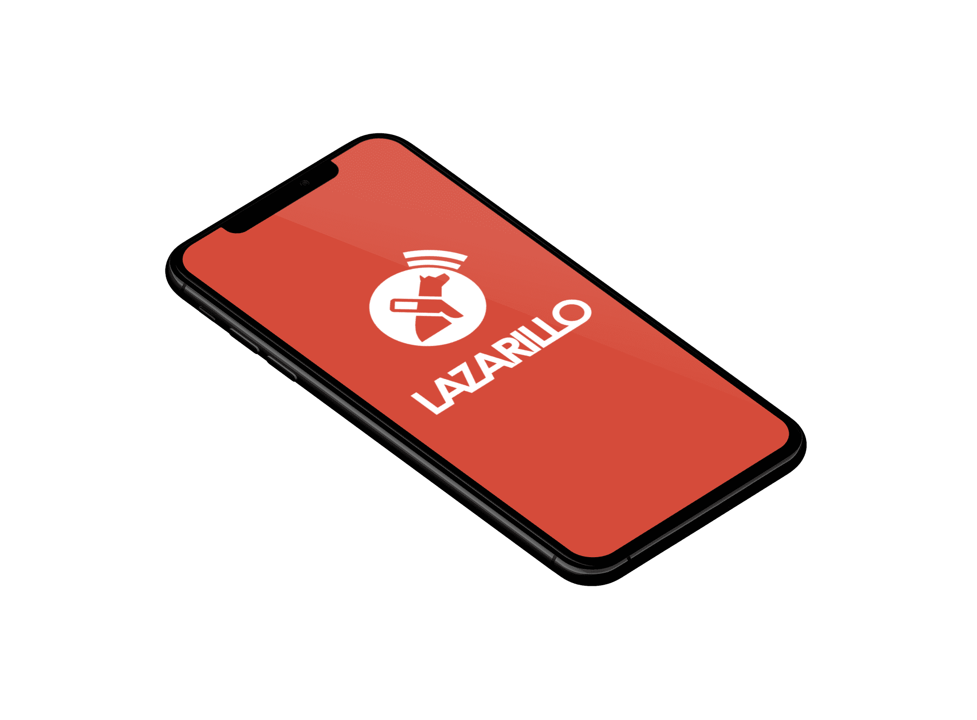 Mockup of the Lazarillo logo on a phone