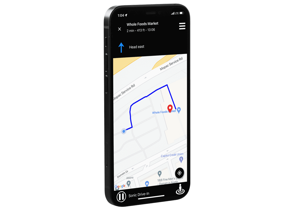 Phone mock up showing a route in the Lazarillo app