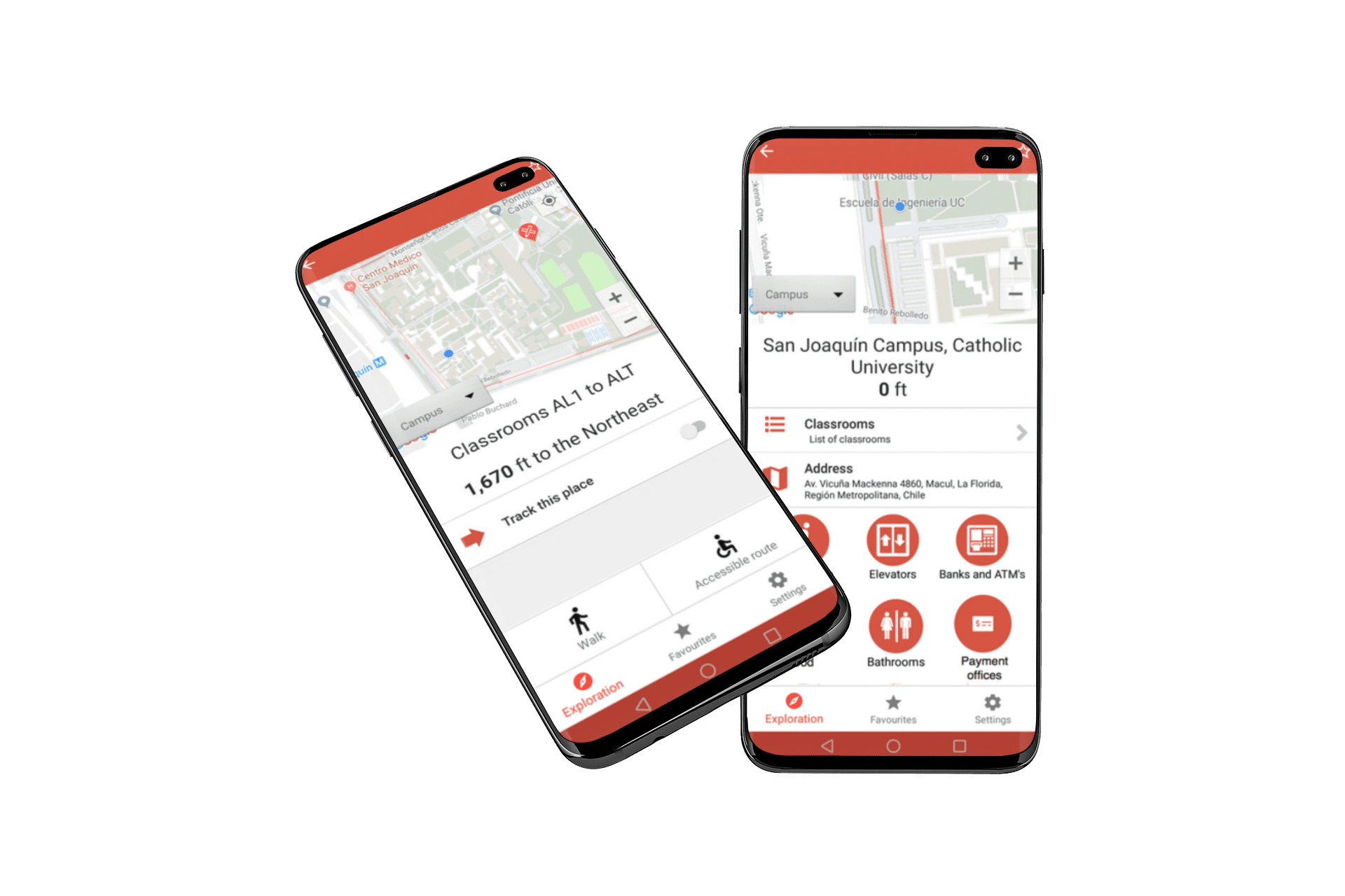 minimal-mockup-of-two-samsung-galaxy-s10-placed-against-a-solid-color-backdrop-566-el Two phones showing the PUC Chile profile in the Lazarillo app